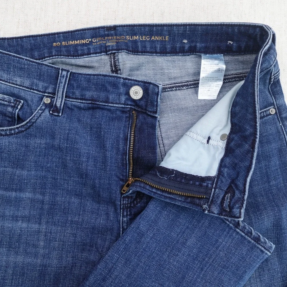 Chicos So Slimming Jeans US10 Blue Girfriend Slim Leg Ankle Mid Rise Medium Wash - Picture 8 of 13